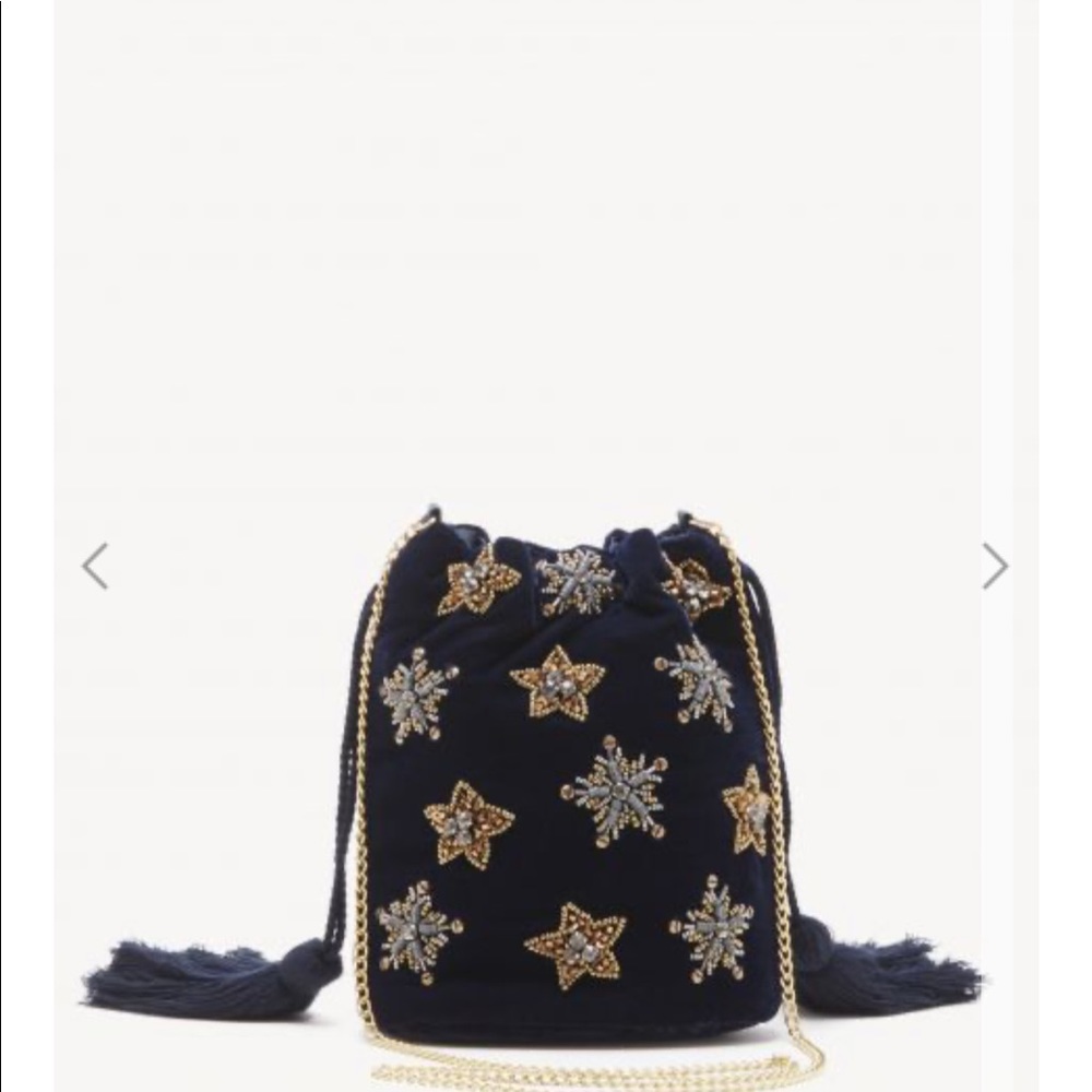 Dark Blue Velvet Crossbody with Gold Chain